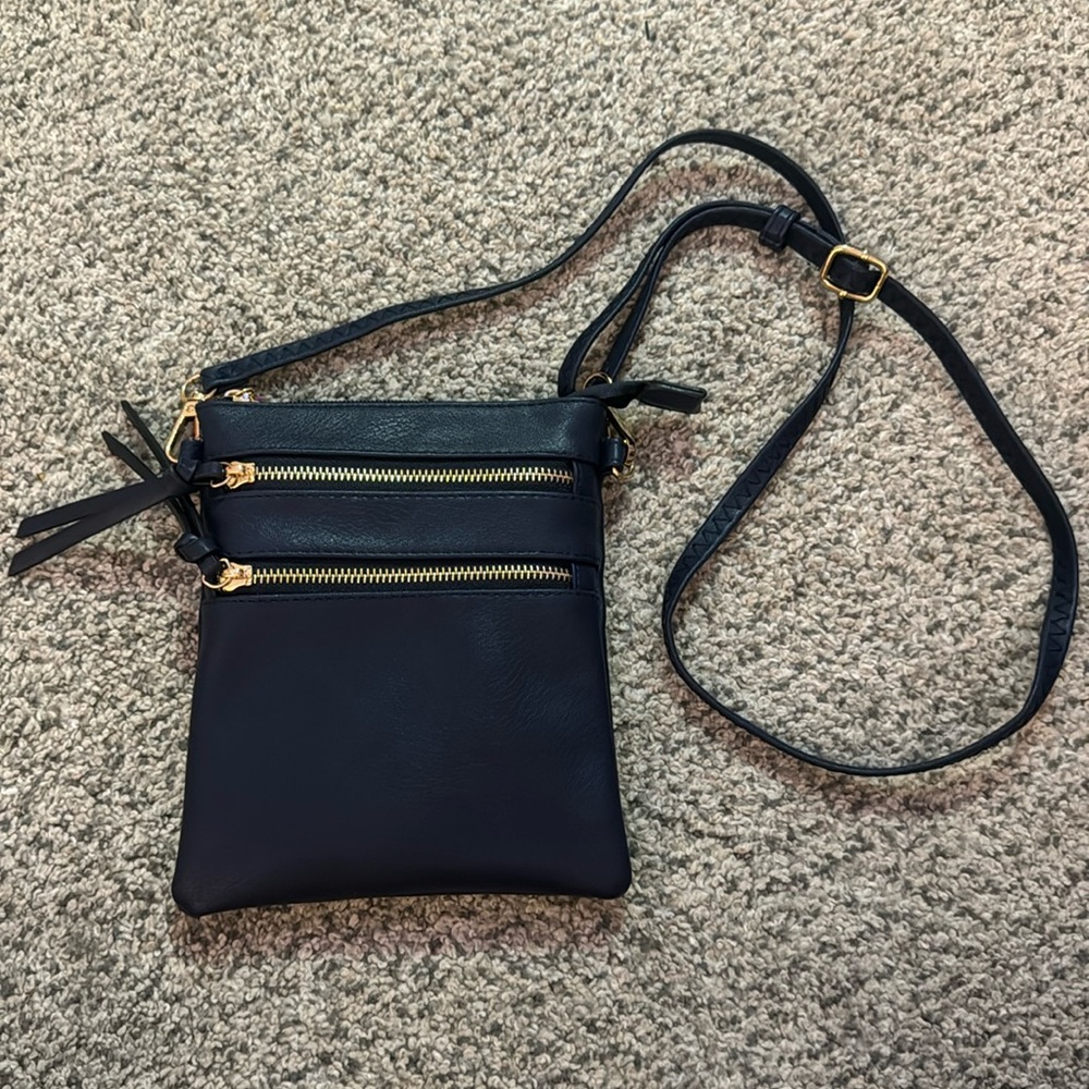 Gold and Navy Cross Body Purse
